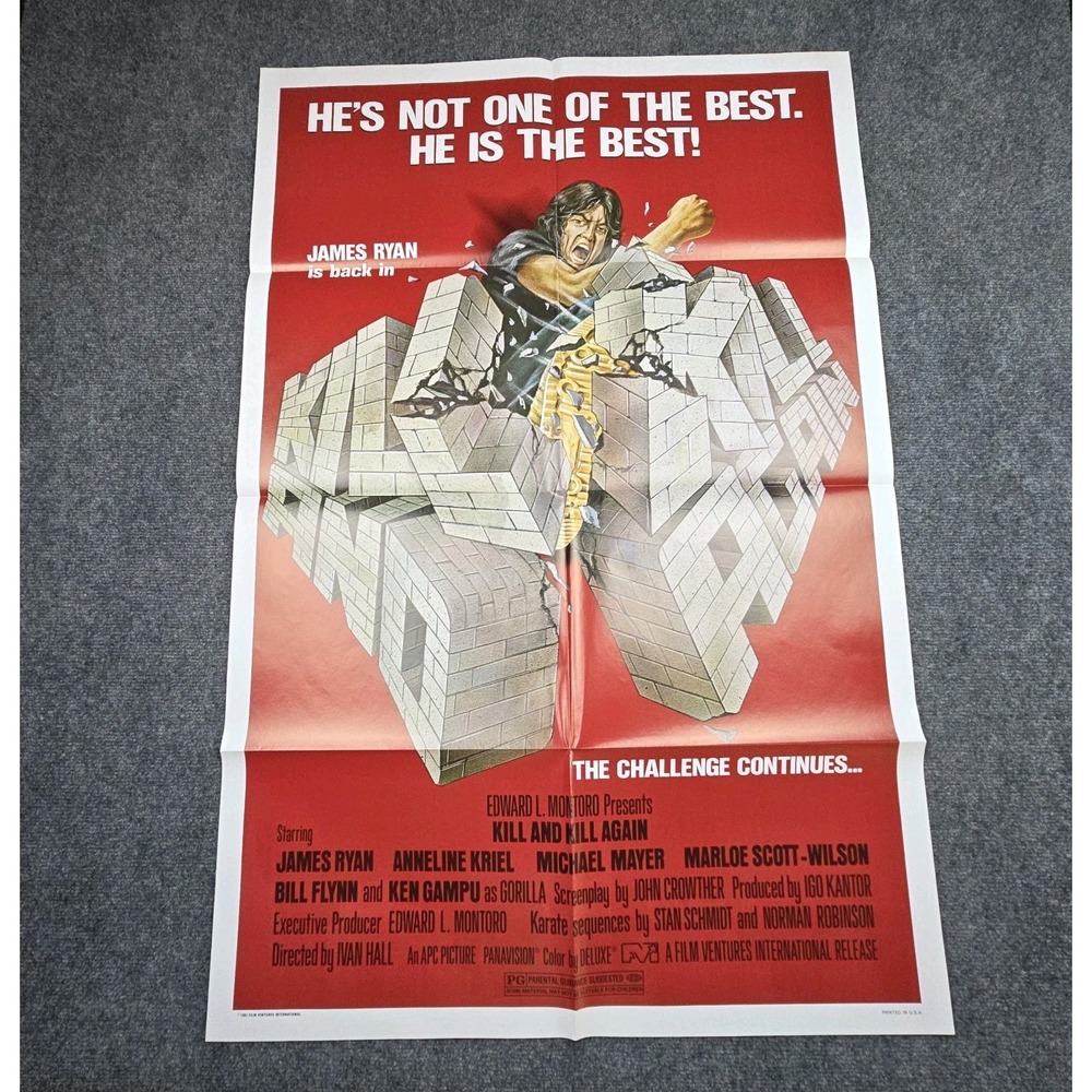 Kill And‎ Kill Again (1981) Original Movie Poster Folded 27x41